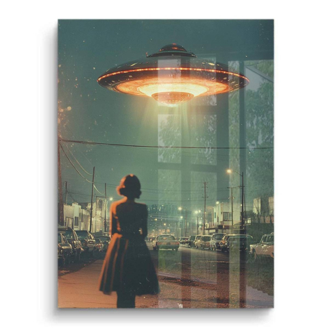 Retro UFO Begegnung PVC Glänzend