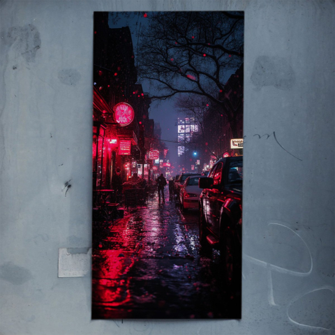 Lluvia de Neón Escena Urbana Póster