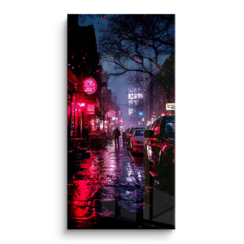 Lluvia de Neón Escena Urbana PVC Brillante