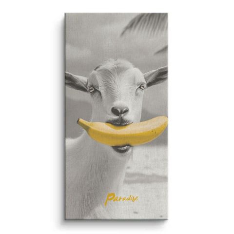 Banana Bliss Goat Canvas Art