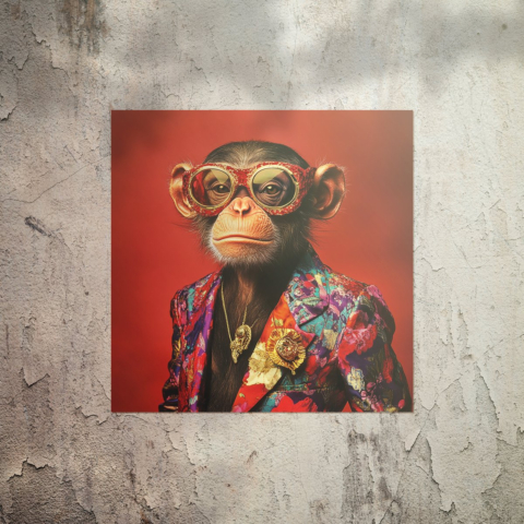 Retrato de Chimpancé Chic Póster
