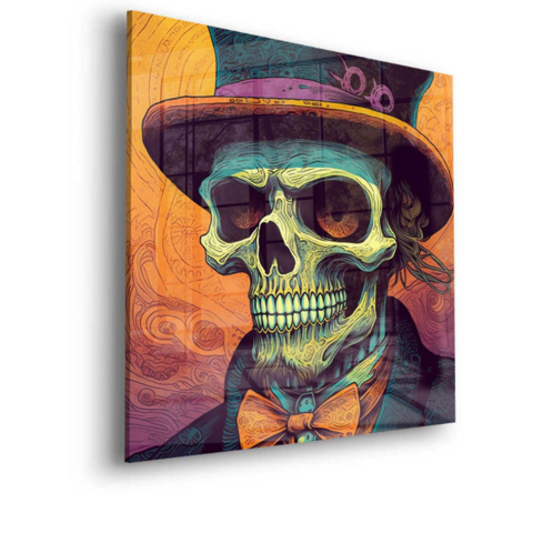 Calavera Elegante Vidrio Acrílico