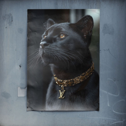 Elegancki Noir Kot Plakat