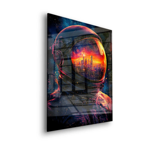 Kosmische Stadtsilhouette Astronaut Acrylglas