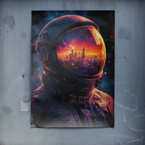 Kosmische Stadtsilhouette Poster