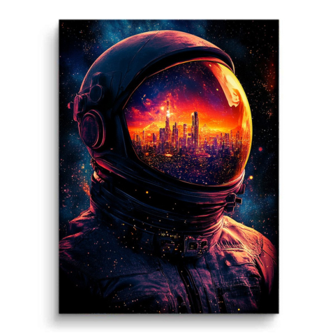 Kosmische Stadtsilhouette Astronaut PVC Matt