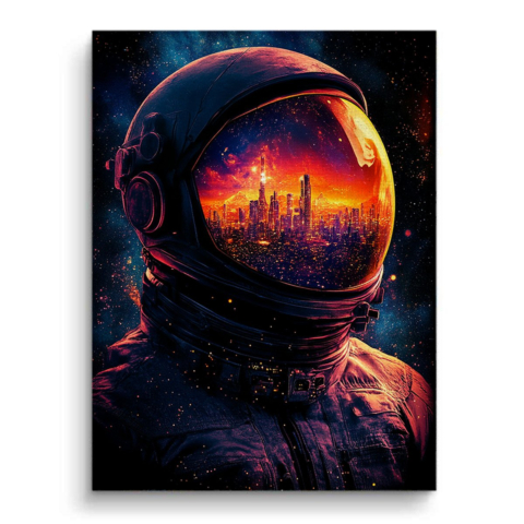Kosmische Stadtsilhouette Leinwandbild