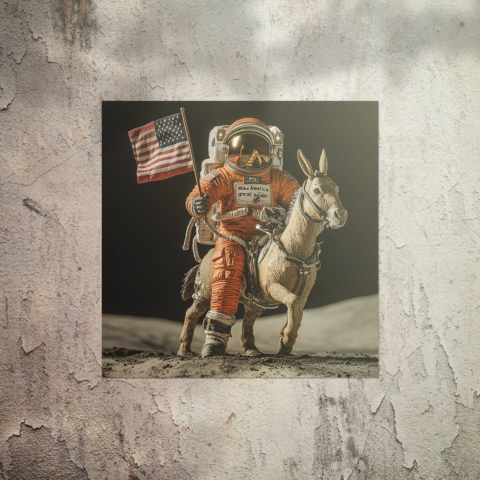 Abenteuer Poster Astronaut auf einem Esel