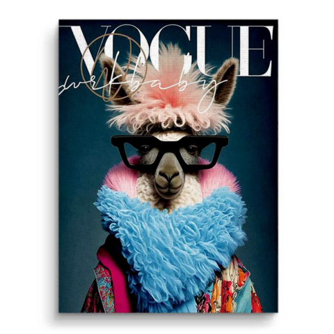Lama w Stylu Vogue Obraz na Płótnie