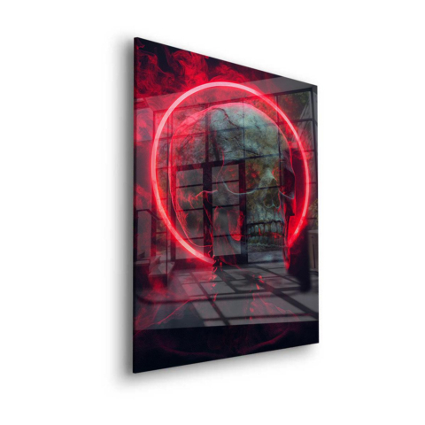 Karmesiner Heiligenschein Schädel Acrylglas
