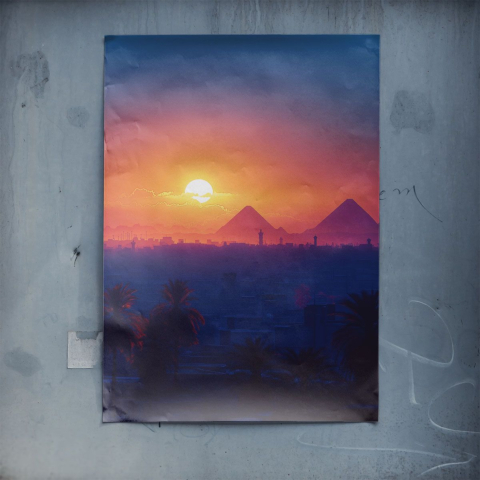 Atardecer sobre las Pirámides Póster