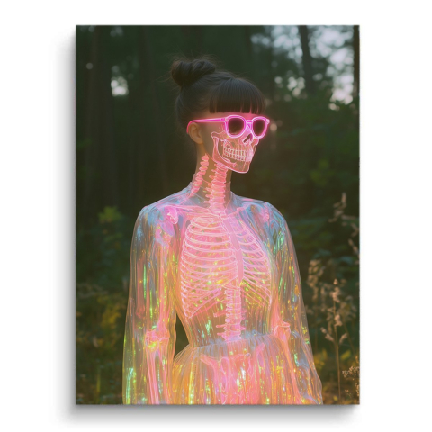 Neon Skeleton Glow PVC Mat Art