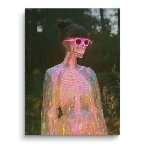 Neon-Skelett Leuchtendes Leinwandbild