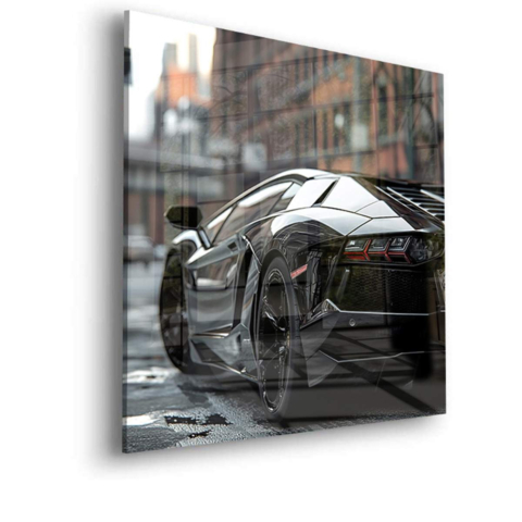 Städtische Eleganz Schwarzer Supersportwagen Acrylglas