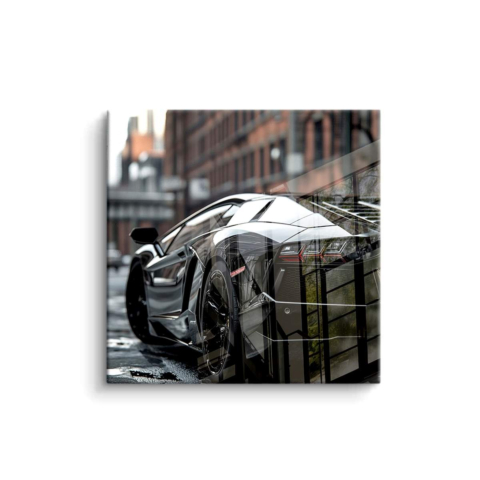 Urban Eleganz: Schwarzer Supersportwagen PVC Glänzend