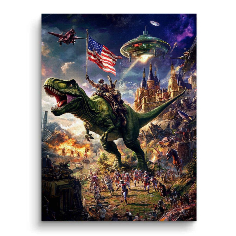 Dino Warrior Adventure Canvas Art