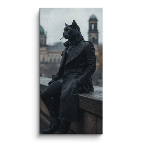 Felino Místico Noir Lienzo