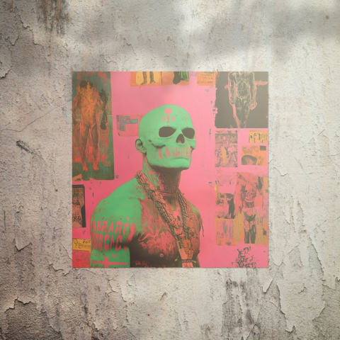 Vibras de Calavera Neón Póster