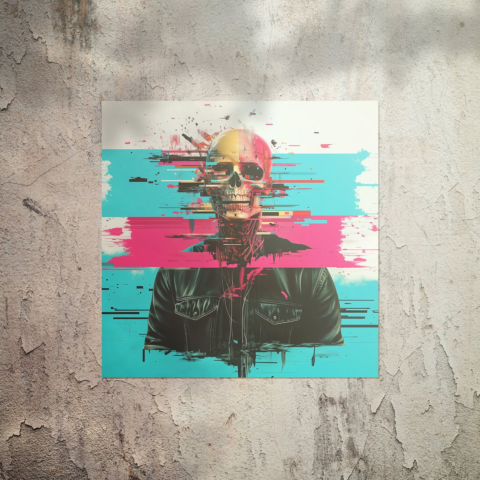 Calavera Glitch Póster