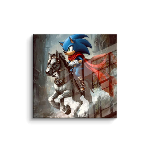 Héroe Sonico a Caballo Póster PVC Brillante