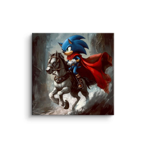 Heroischer Sonic auf Pferd Leinwandbild