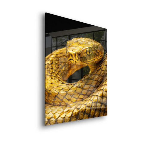 Golden Serpent Elegance Acrylic Glass Art