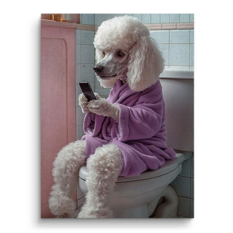 Poodle Pampering Print Canvas Art