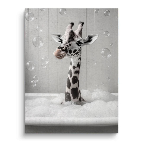 Giraffe Bubble Bath Canvas Art