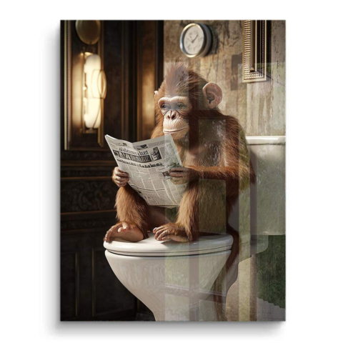 Charming Chimpanzee Reading PVC Gloss Art