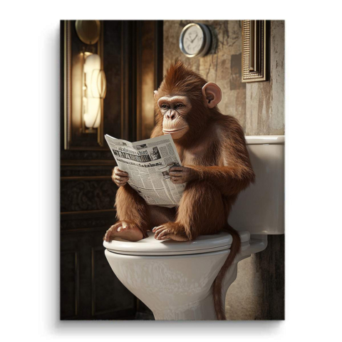 Charming Chimpanzee Reading PVC Mat Art
