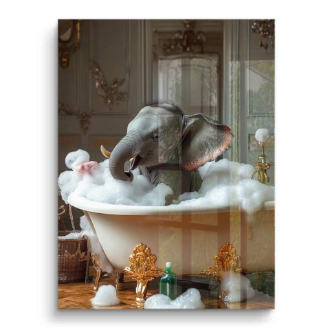 Whimsical Elephant Bath PVC Gloss Art