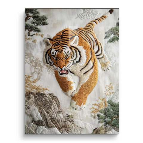 Majestic Tiger Embroidery PVC Gloss Art