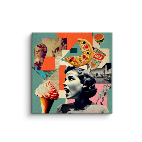 Retro-Genuss Collage Leinwandbild