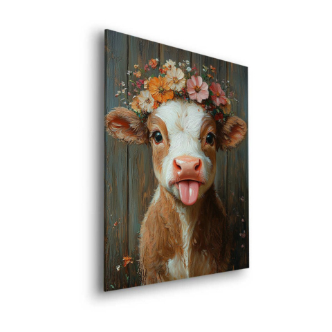 Floral Cow Portrait Dibond Mat Art
