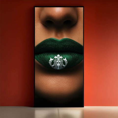 Starbucks Lippen Leinwandbild