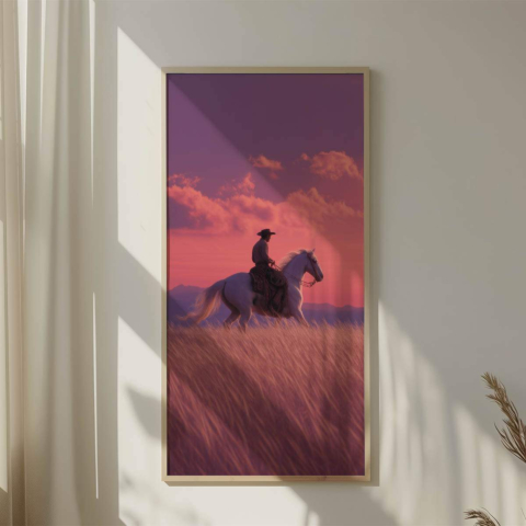 Sonnenuntergang Reiter Leinwandbild