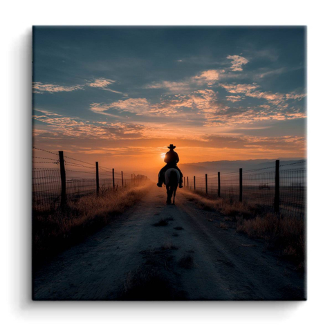 Sonnenuntergangsfahrt PVC Matt Leinwandbild