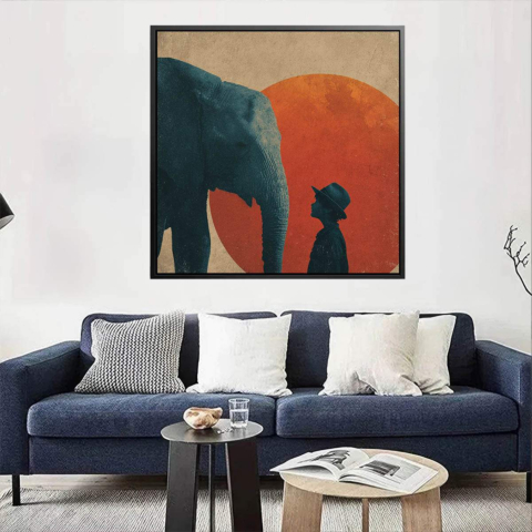 Elefant und Mann Acrylglas