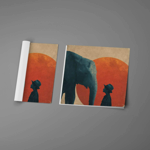 Póster de Elefante y Hombre