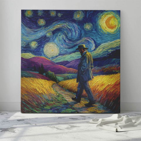 Sternennacht Spaziergang Leinwandbild