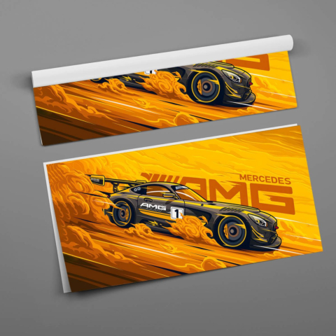Rennwagen Flamme Poster