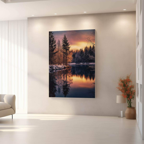 Serene Winter Sunset Canvas Art