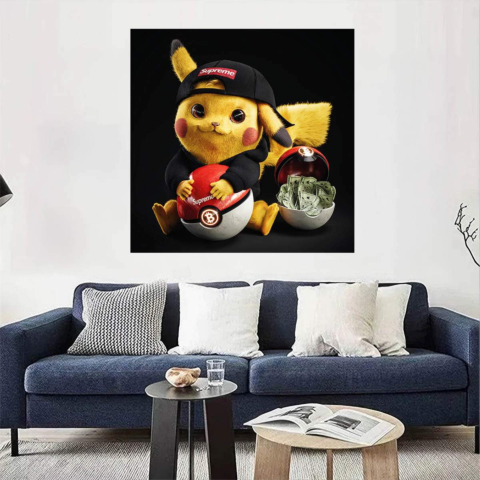 Pikachu mit Kryptowährung Leinwandbild