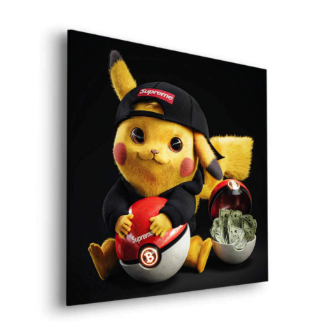 Pikachu avec Cryptomonnaie Art Dibond PVC Mat