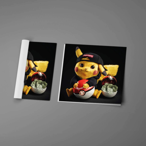 Pikachu z Kryptowalutowym Plakatem