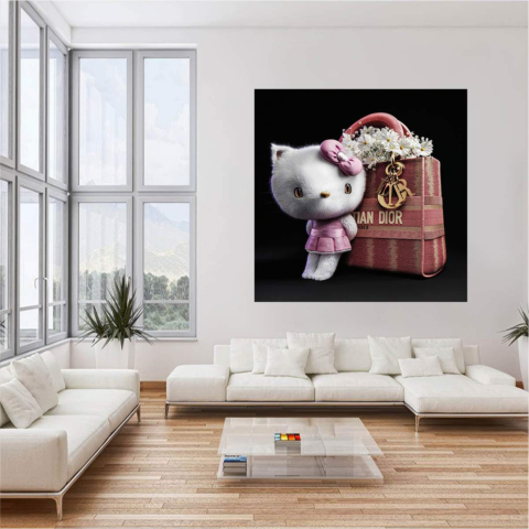 White Cat Dior Canvas Art