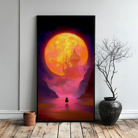 Paisaje de ensueño a la luz de la luna Lienzo