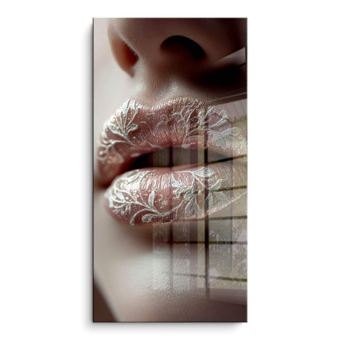Silver Embossed Lips PVC Gloss Art
