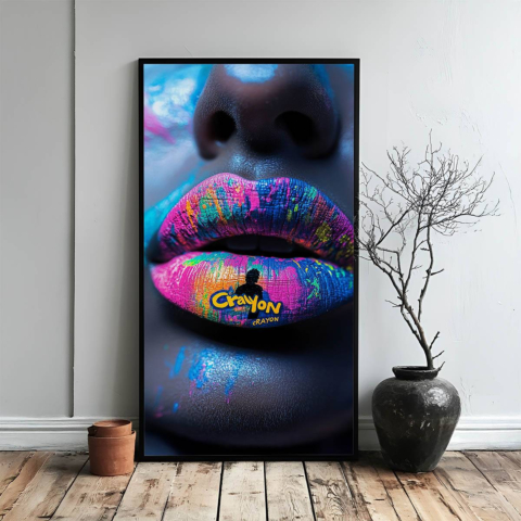 Neon Bemalte Lippen Leinwandbild