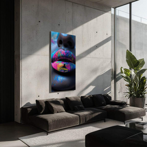 Neon Bemalte Lippen Dibond PVC Matt